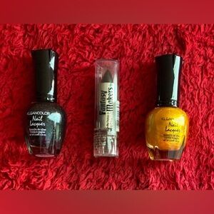 NWT “Set of Black Lipstick, Black/ Gold Nail Polish”